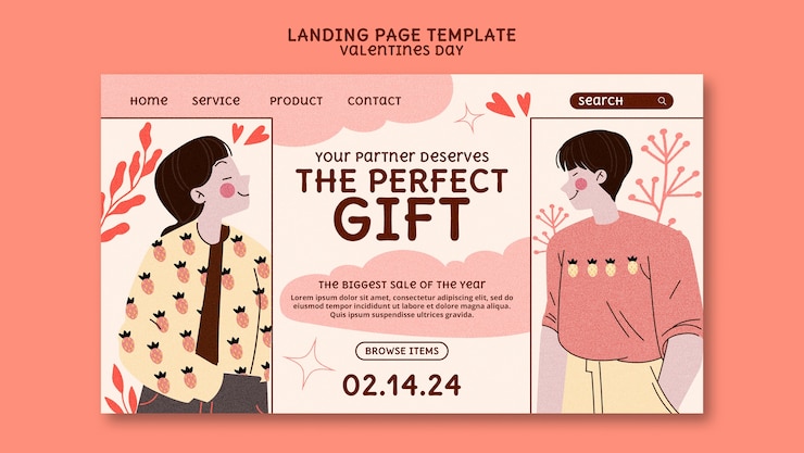 Free PSD valentine's day celebration landing page