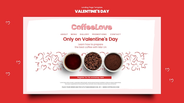 Free PSD valentine's day celebration landing page