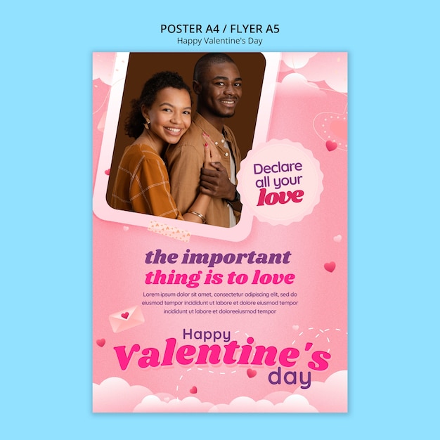 PSD gratuito modello di poster per la celebrazione di san valentino