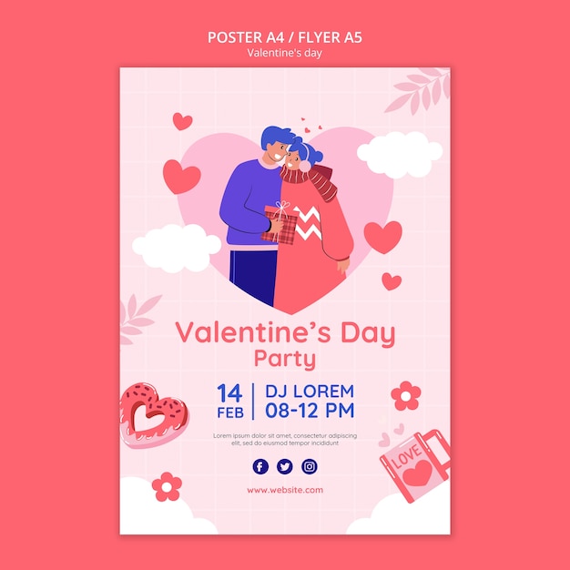 Free PSD valentine's day celebration poster template