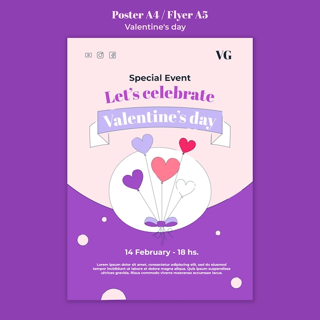 Free PSD valentine's day celebration poster template