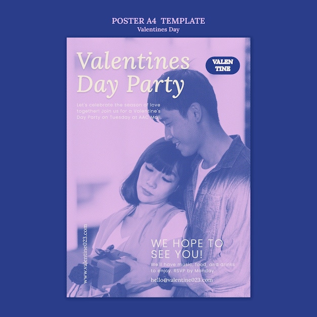 バレンタインデーのお祝いのポスターテンプレート