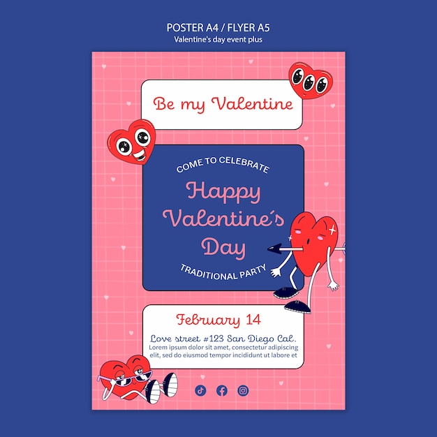 Valentine's day celebration poster template