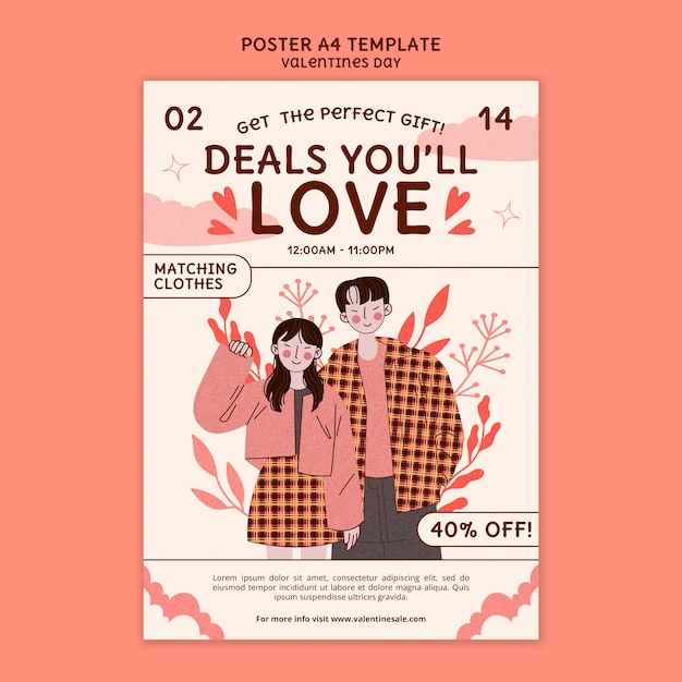 PSD gratuito modello di poster per la celebrazione del giorno di san valentino