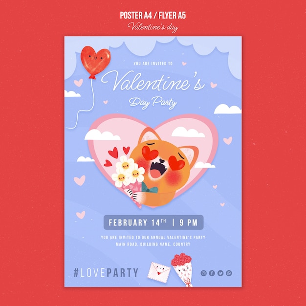 PSD gratuito poster di celebrazione di san valentino