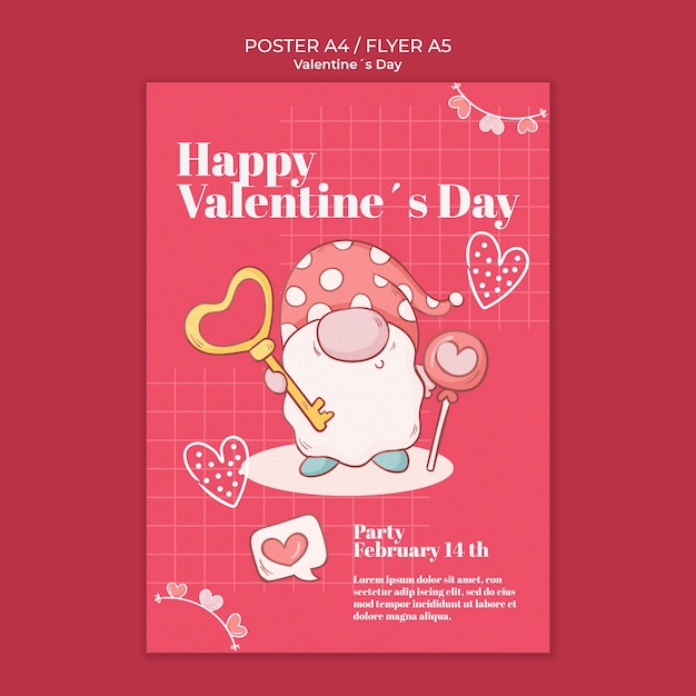 Бесплатный PSD Плакат празднования дня святого валентина