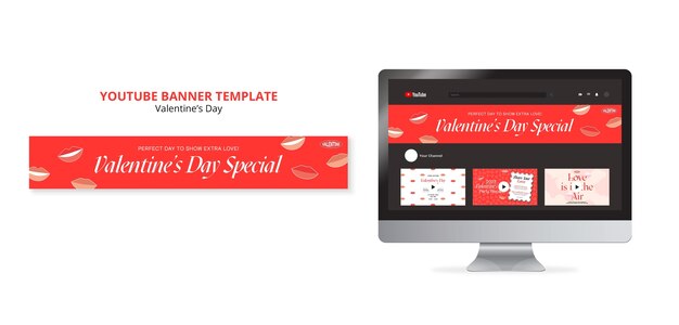 Valentine's day celebration youtube banner template