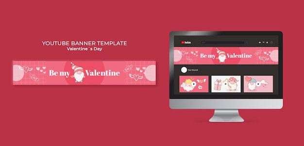 PSD gratuito banner di youtube per la celebrazione di san valentino