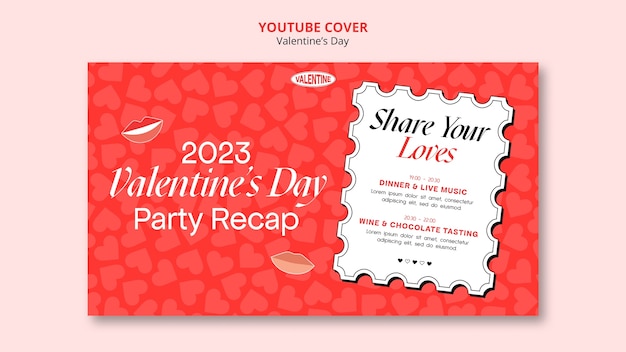 PSD gratuito modello di copertina di youtube per la celebrazione di san valentino