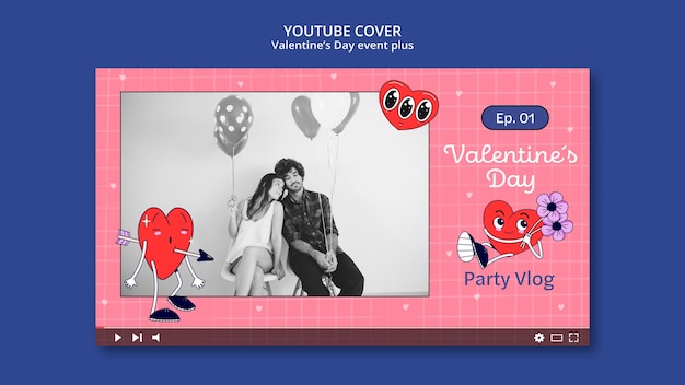 PSD gratuito copertina youtube per la festa di san valentino