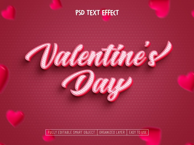 PSD gratuito colore del giorno di san valentino dell'anno 2023 effetto di testo in stile 3d su sfondo magenta