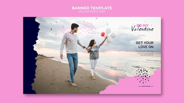 Valentine's day horizontal banner template