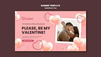 Free PSD valentine's day horizontal banner with photo