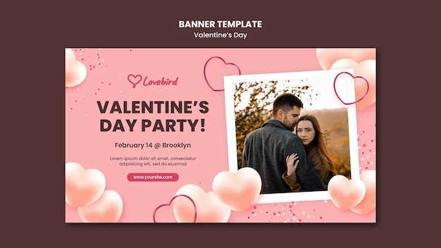 Free PSD valentine's day horizontal banner with photo