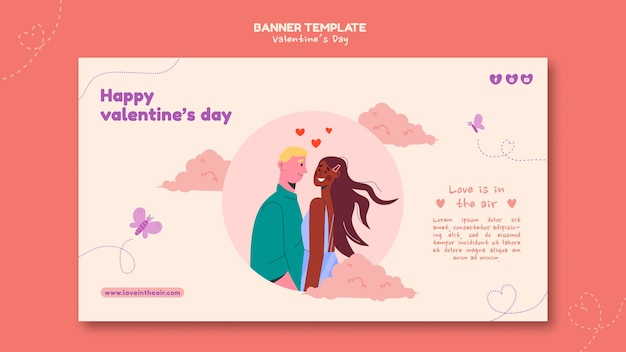 Free PSD valentine's day illustrated banner template