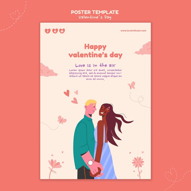 발렌타인 일러스트 포스터 템플릿
