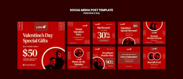 PSD gratuito post di instagram di san valentino