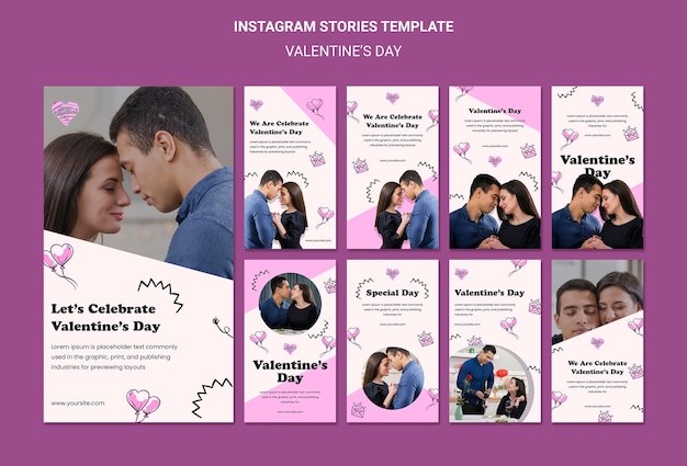 PSD gratuito modello di storie di instagram di san valentino