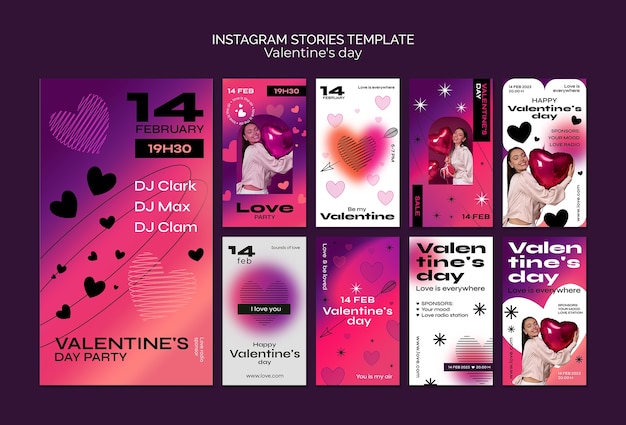 PSD gratuito storie di instagram di san valentino