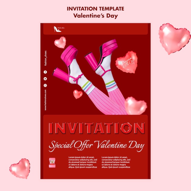 Free PSD valentine's day invitation template