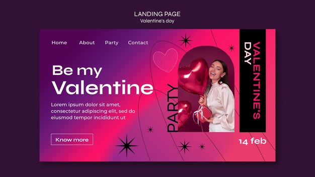 PSD gratuito modello di pagina di destinazione di san valentino