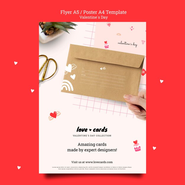 valentine's day love cards flyer template