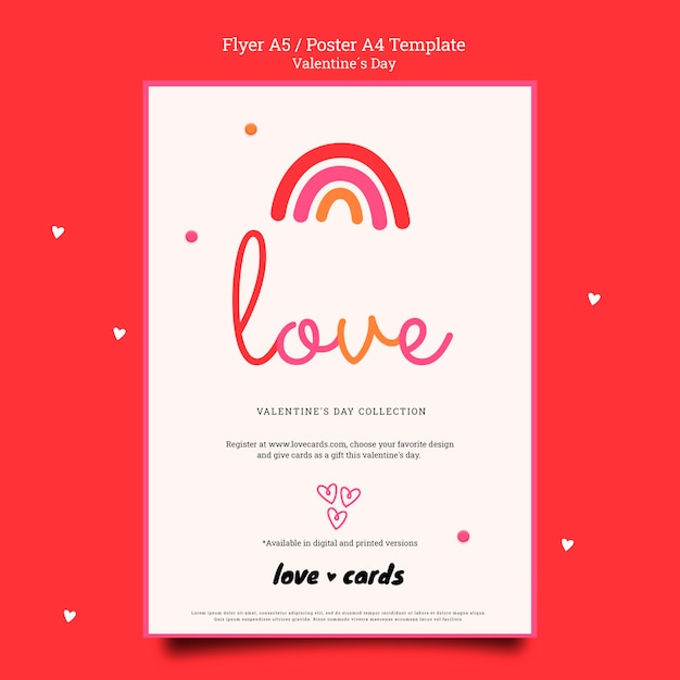 Free PSD valentine's day love cards poster