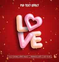 Free PSD valentine's day love editable text effect