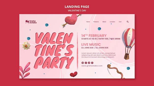 Free PSD valentine's day party landing page