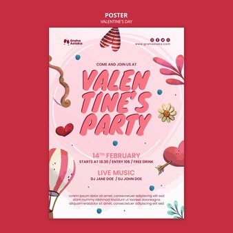 Valentine's day party poster template