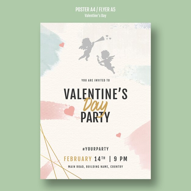 valentine's day party poster with angels