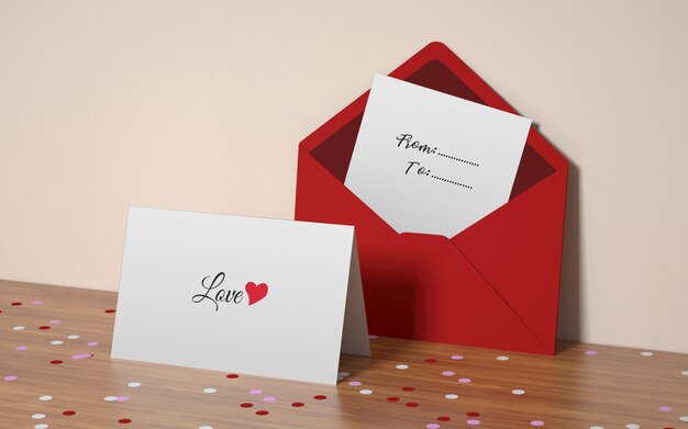 Valentine's day postcard mockup