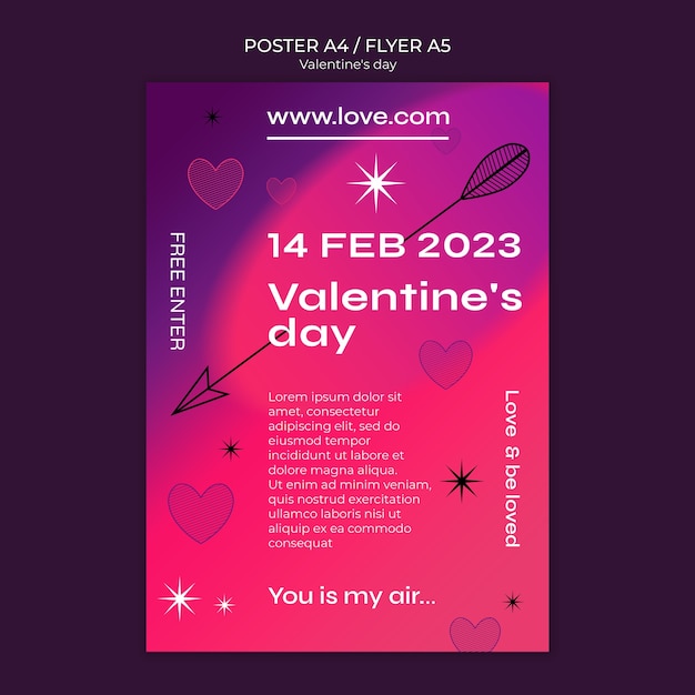 PSD gratuito modello di poster di san valentino