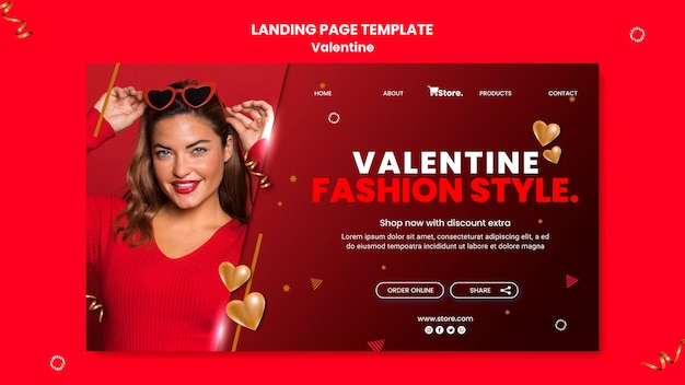 Free PSD valentine's day sales landing page template