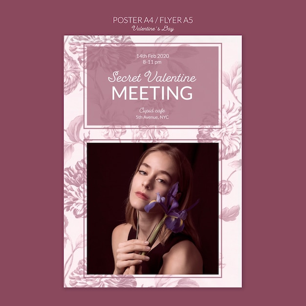 Free PSD valentine's day secret meeting poster