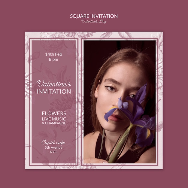 Free PSD valentine's day square invitation concept