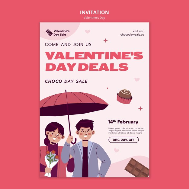 Free PSD valentine's day template design