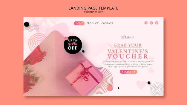 PSD gratuito modello web di san valentino con foto