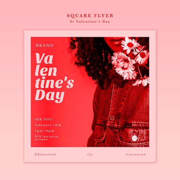 Valentine's day woman with flowers flyer