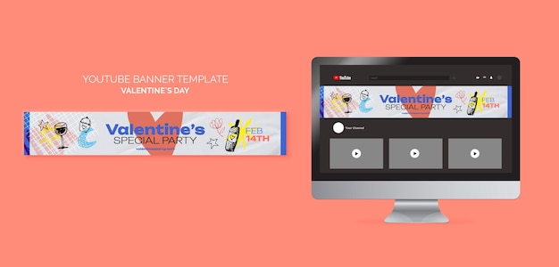 Valentine’s Day Youtube Banner Free PSD Download