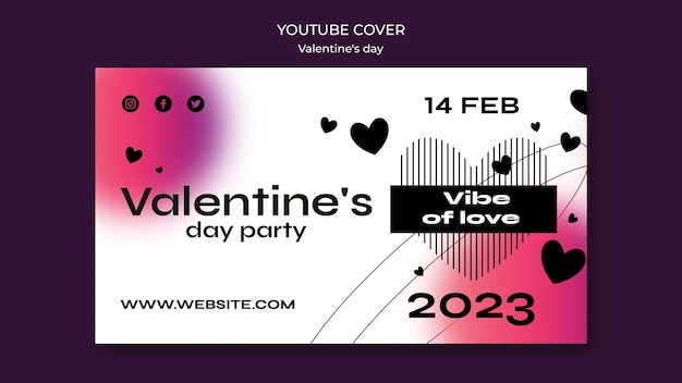 PSD gratuito modello di copertina per youtube di san valentino