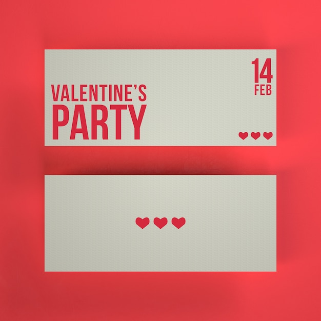 PSD gratuito mockup di biglietti per la festa di san valentino