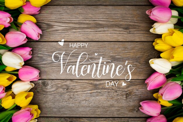 Valentines background with colorful flowers