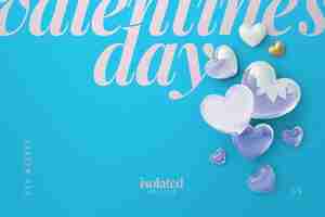 Free PSD valentines day background mockup with a composition of decorative love hearts top view