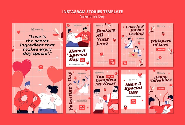 Free PSD valentines day celebration instagram stories