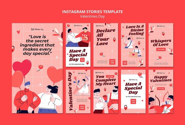 無料PSD バレンタインデー ストーリー インスタグラム