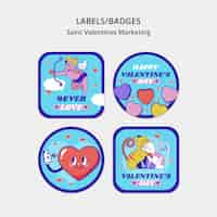 Free PSD valentines day celebration labels collection