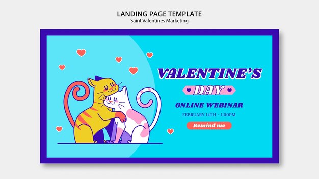 バレンタインデーのお祝いランディングページテンプレート