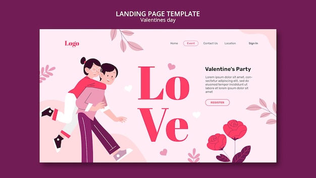 Valentines day celebration landing page