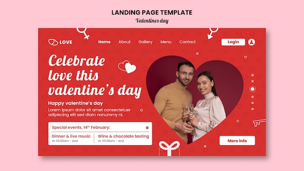 Free PSD valentines day celebration landing page